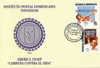 Dominican Upaep Campaign Against Aids Sc 1371c - 1371d Fdc 2000 photo