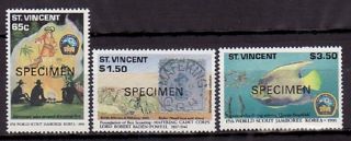 Specimen,  St.  Vincent Sc1546 - 8 Scout,  Stamp On Stamp,  Fish photo