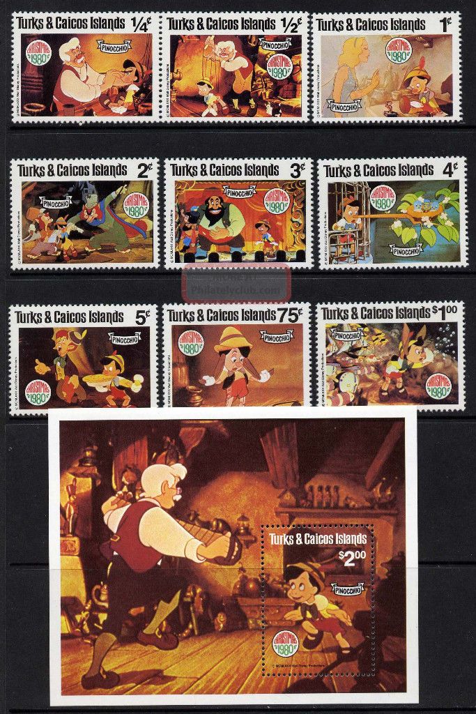 Turks & Caicos 442 - 51 Disney,  Christmas,  Pinocchio Caribbean photo