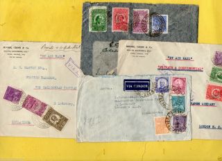 1930s Brazil Four Air Mails To London,  Including Via Aeropostale Cachets photo