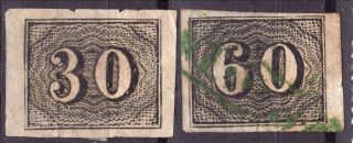 Brazil 1850 ' S Clasic Nuneral 30 And 60 Reis photo
