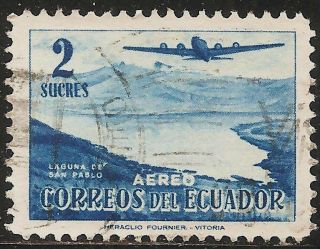 1954 Ecuador Air Mail Scott C268 - Douglas Dc - 4 Over San Pablo (2s - Blue) photo