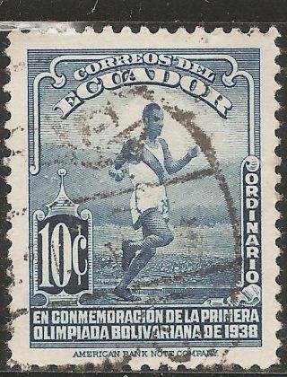 1939 Ecuador: Scott 378 - South American Olympic Games (10c - Blue) - photo
