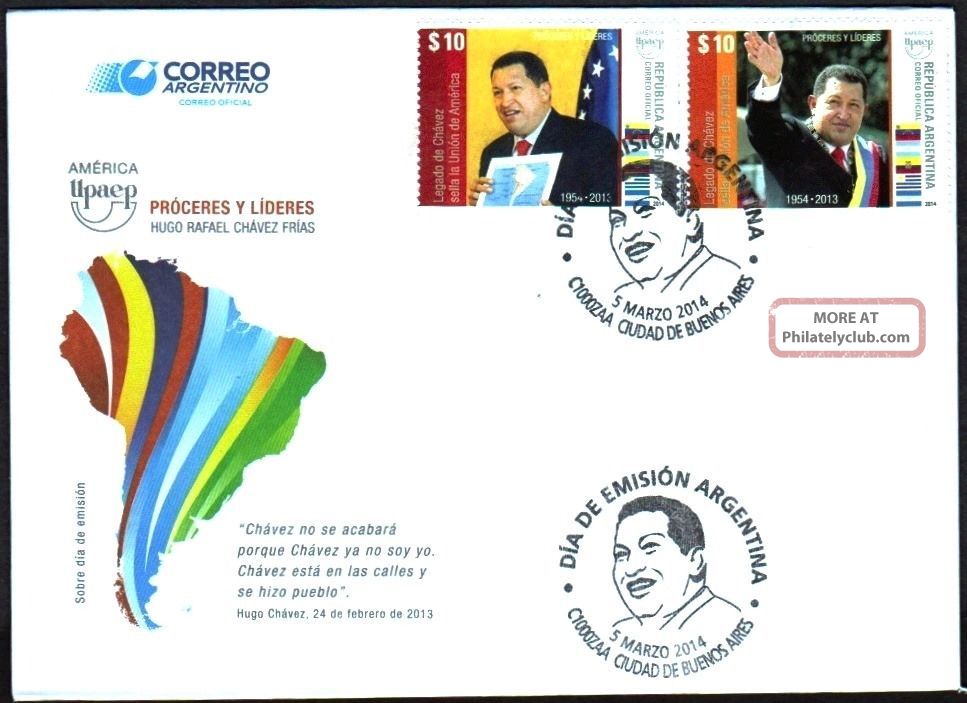 Argentina: Upaep - President Hugo Chavez / Venezuela (2014) Fdc Latin America photo