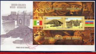 10 - 6fd Mexico 2010 Joint Issues With Azerbayjan,  Archaeology,  Fdc Of S/s photo