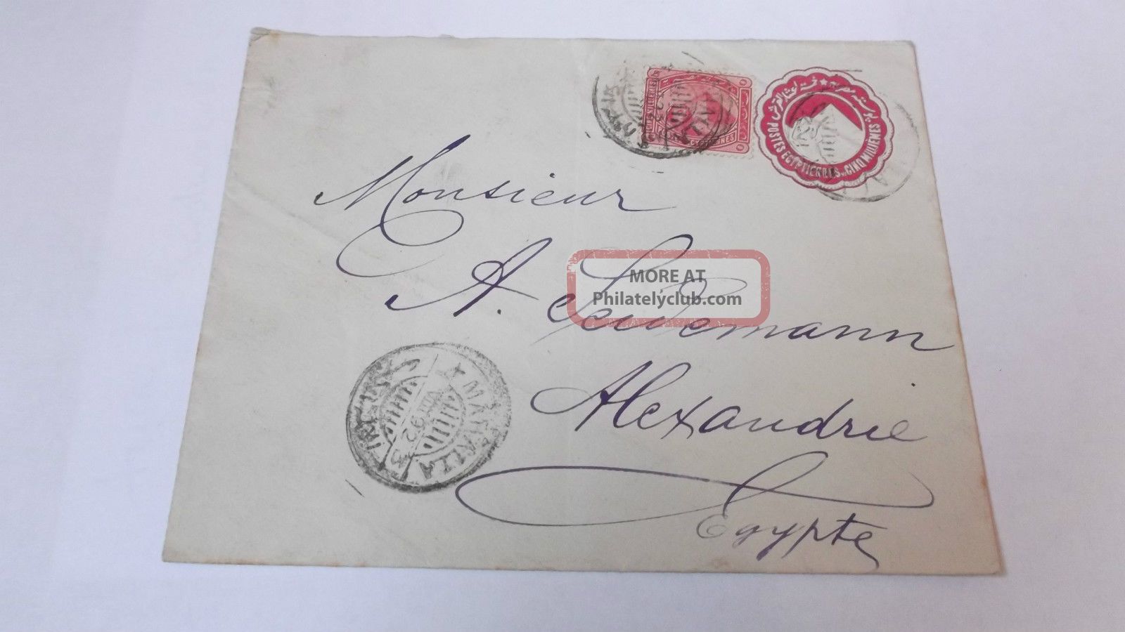 Early Egypt Cover Postally Envelope To Alexandrie With Extra Stamp Middle East photo