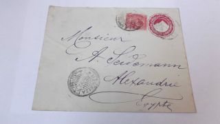 Early Egypt Cover Postally Envelope To Alexandrie With Extra Stamp photo