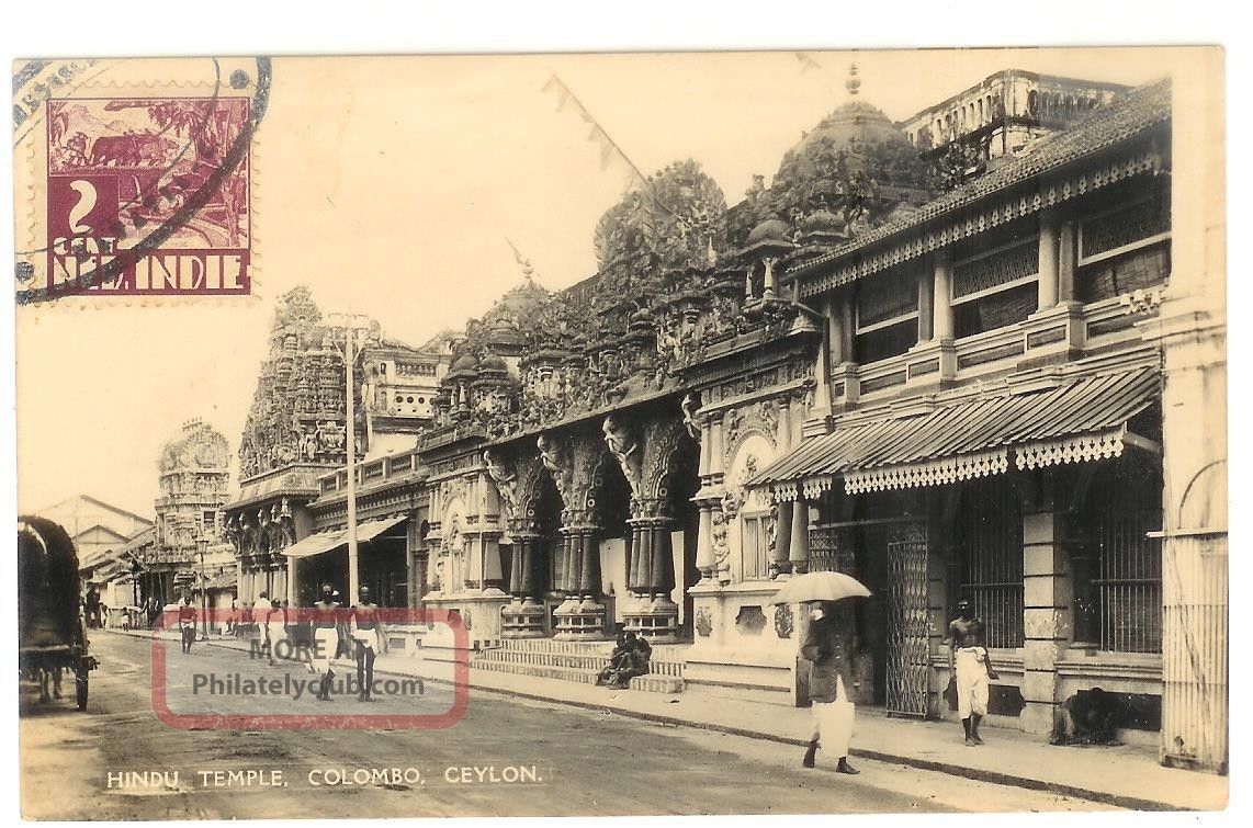 Ned Indie Stamp Paquebot Cancel To Madagascar Ceylon Hindu Temple Photo Postcard Worldwide photo