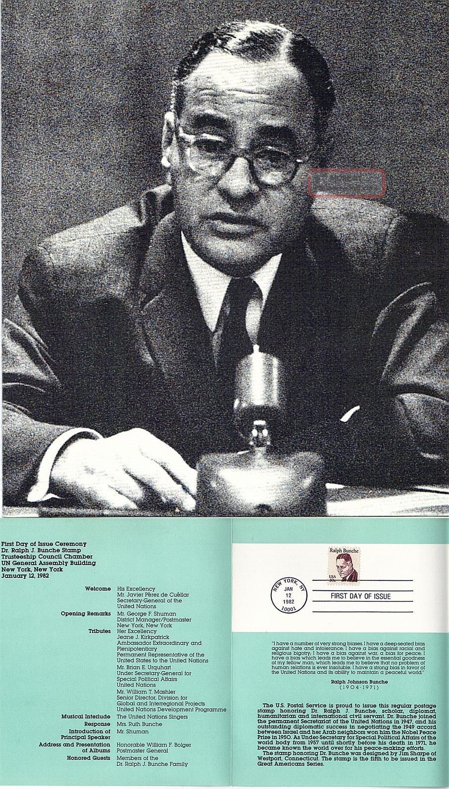United Nations 1982 Ralph Bunche Presentation Folder Worldwide photo