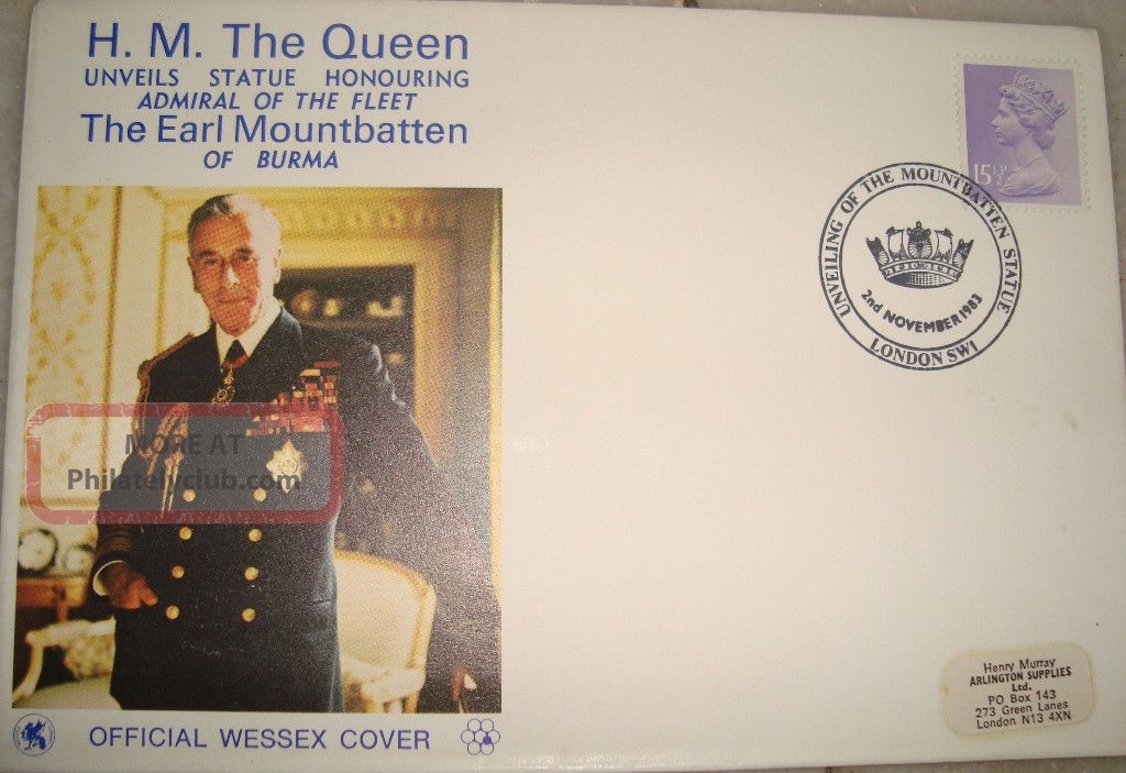 Official Wessex First Day Cover On Mount Batten Of Burma From Usa 1983 Worldwide photo