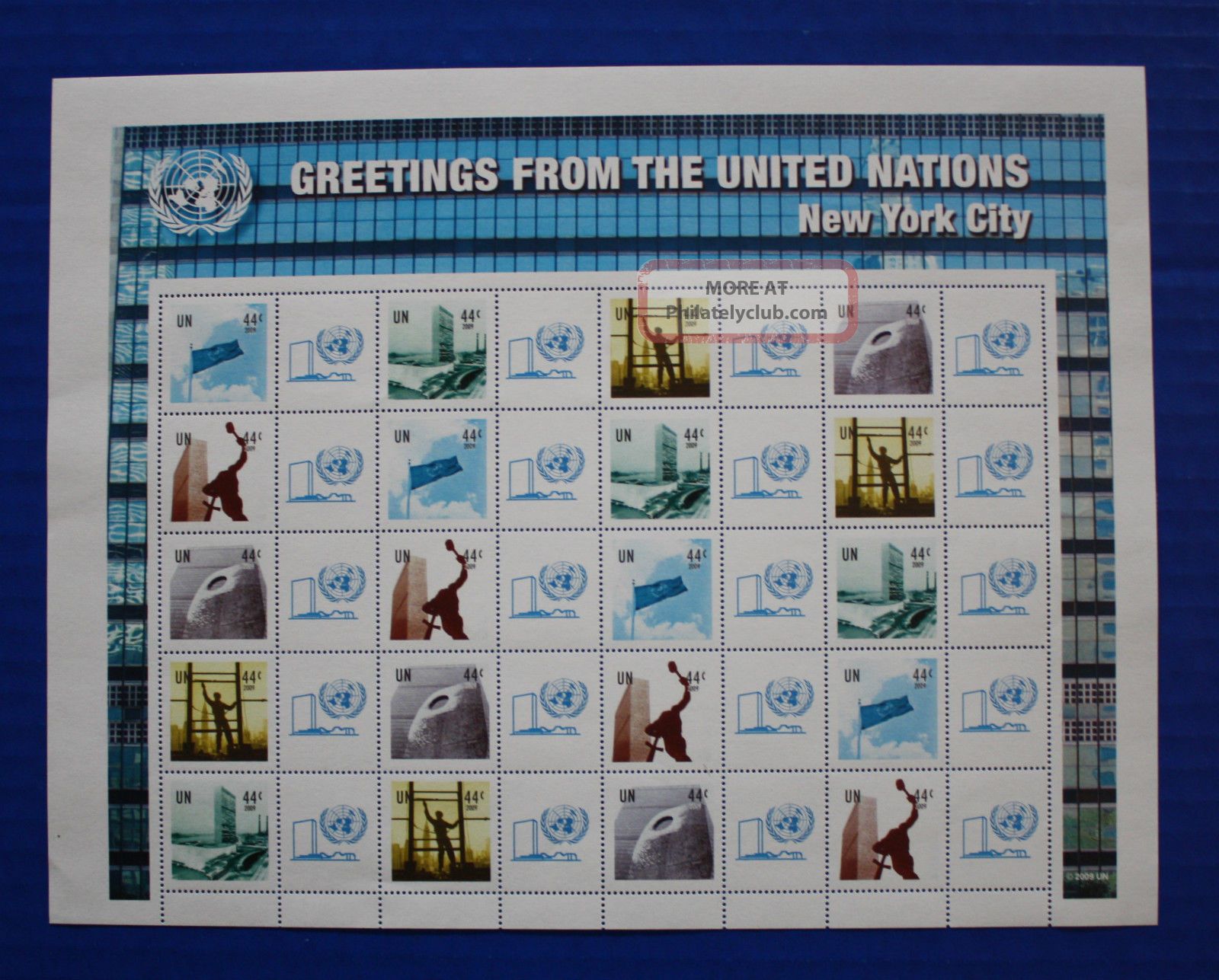 United Nations (s28) 2009 Greeting From The Un Personalized Sheet (version 1) Worldwide photo