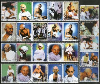 25 Different Gandhi Nehru Tagore Patel Of India Se - Tenant From 5 Countries Canc. photo