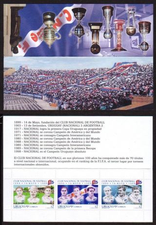 Uruguay: Mi 2445 - 47 Sport: National Soccer / Football Team (1999) Booklet photo