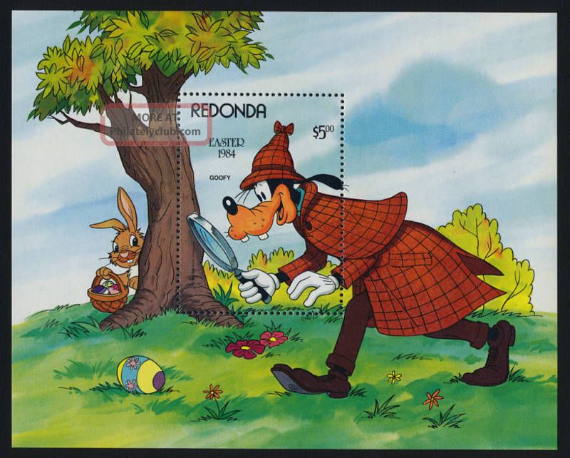 Redonda Disney Easter 1984 Souvenir Sheet Goofy Topical Stamps photo
