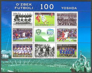 Uzbekistan 2012 Soccer Centenary Of Uzbek Football Sheet Of 8 +label photo