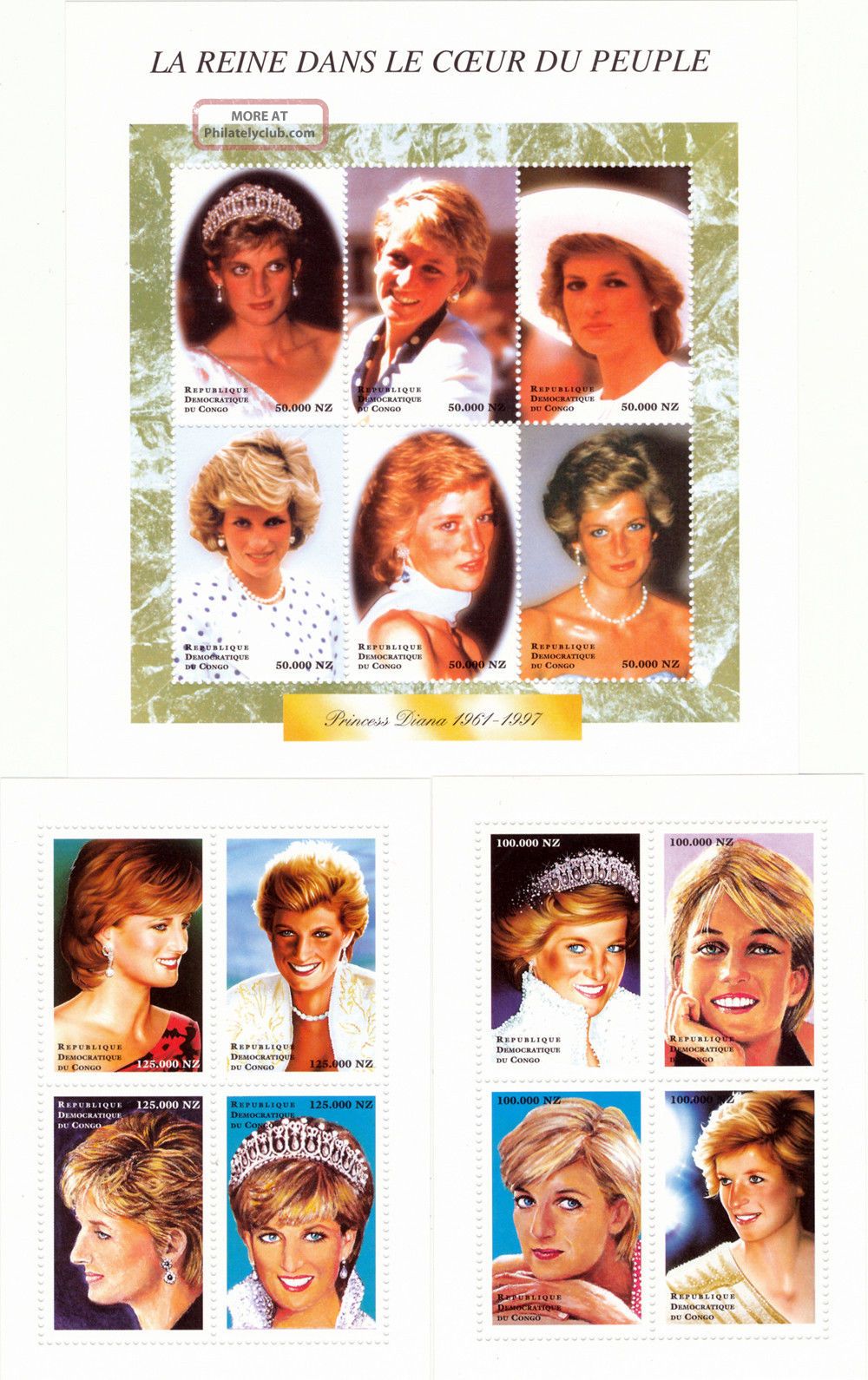 Congo - 1998 - Princess Diana 3 X S/s - High Value - Topical Stamps photo