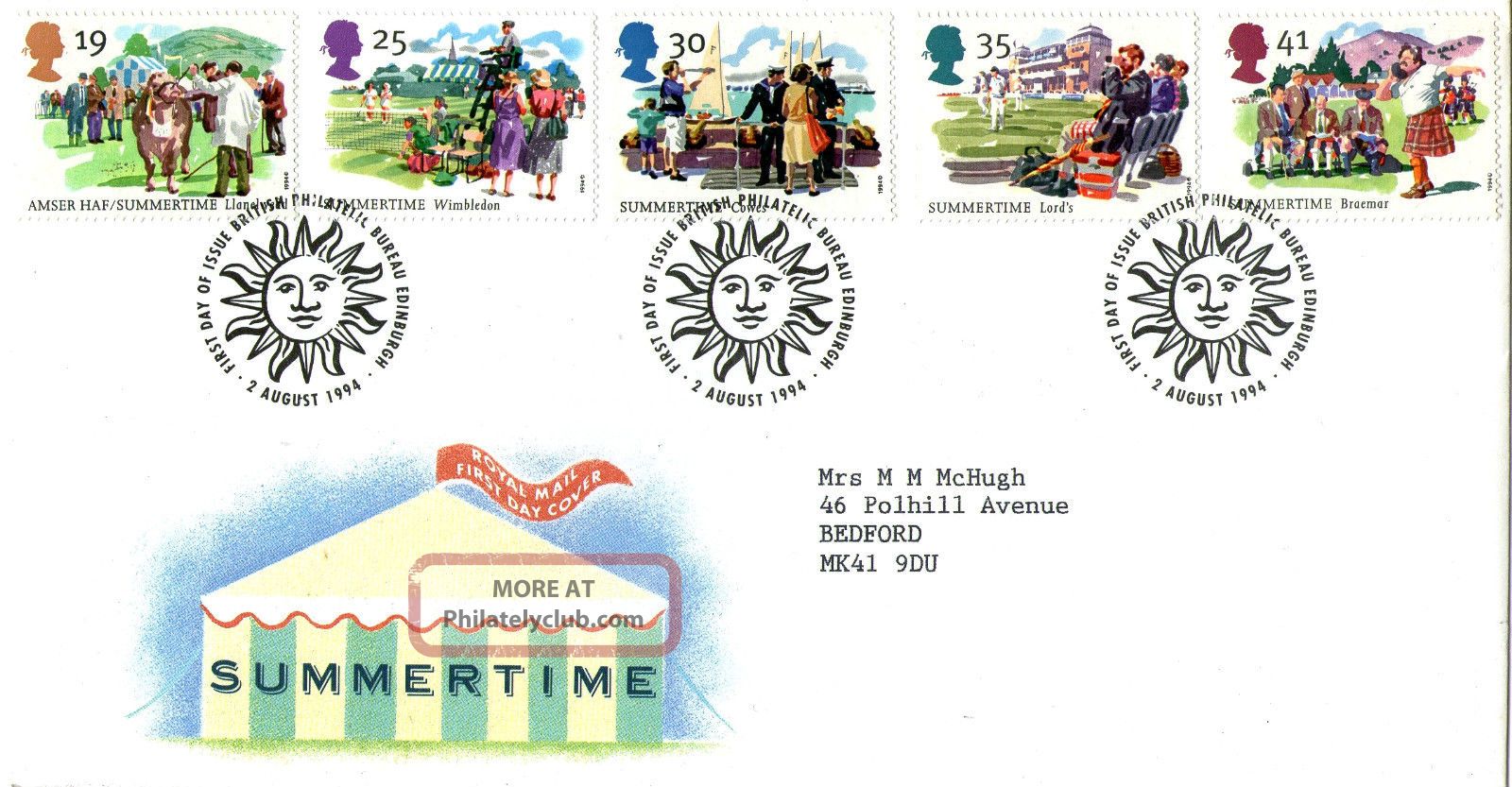 2 August 1994 Summertime Royal Mail First Day Cover Bureau Shs Topical Stamps photo