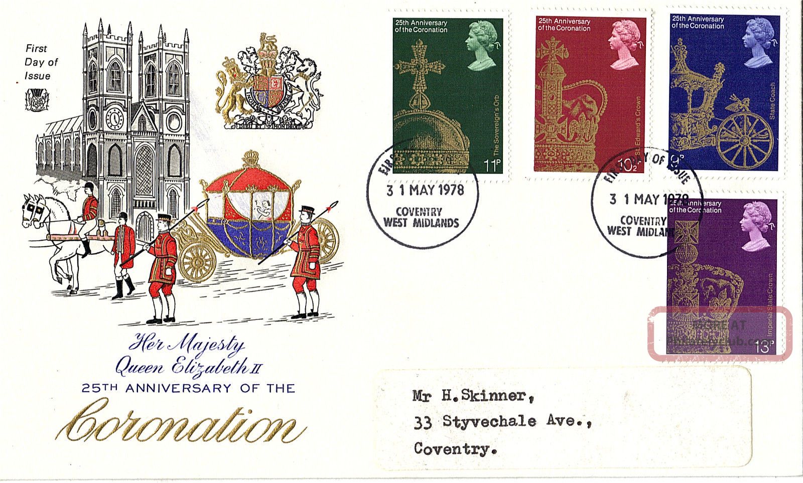 31 May 1978 25th Anniversary Of The Coronation Stuart First Day Cover Fdi Topical Stamps photo