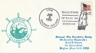4 June 1980 Uss Barry Dd 933 Us Destroyer Cached Cover Boston Tallships ' 80 photo