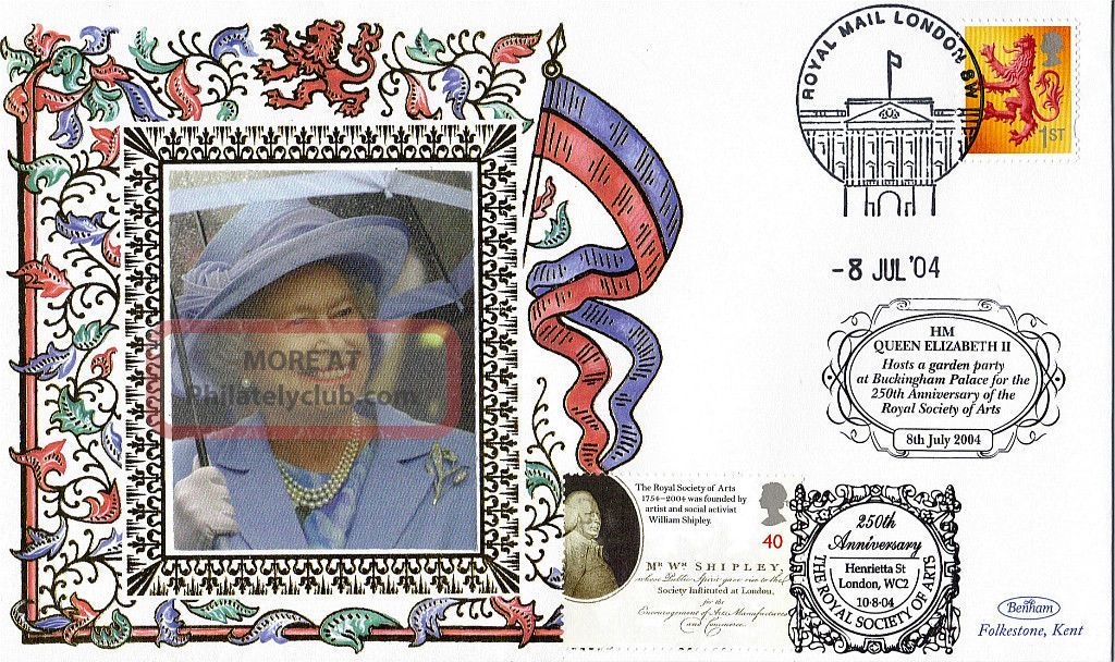 2004 Hm The Queen Royal Society Of Arts Garden Party Benham Cover Roy 147 Shs Topical Stamps photo