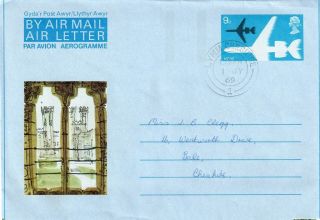 Gb = Postal Stationary - 1969 9d Vc10 Fdi From Lymm To,  Cheshire. photo