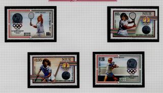 1987 Niue Seoul Olympics Tennis 1st & 2nd Issues Unmounted photo