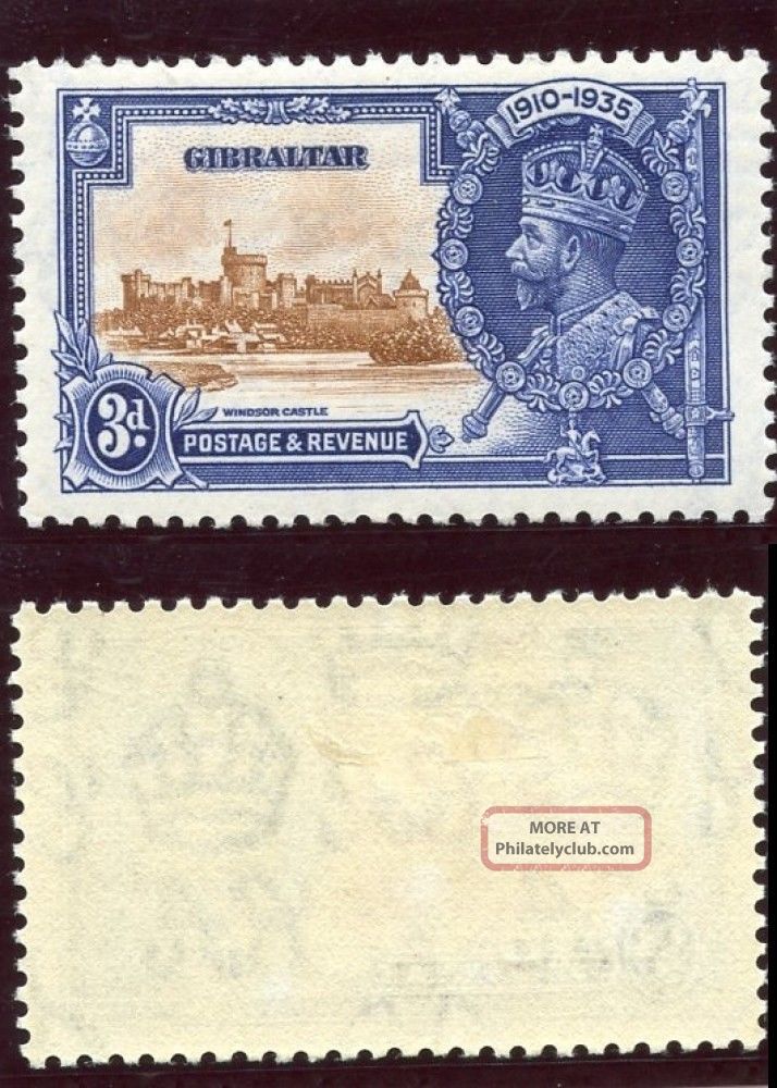 Gibraltar 1935 Kgv Silver Jubilee 3d Brown & Deep Blue Error Mlh.  Sg 115b. British Colonies & Territories photo