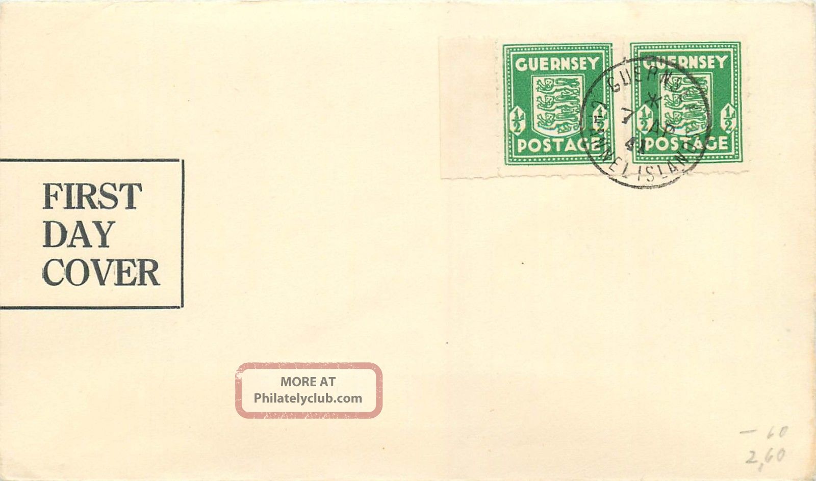 Great Britain / Guernsey 1941 First Day Cover Wwii Occupation Sg 1 - 1/2d Pair Worldwide photo
