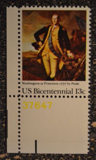 Us1977 1704 13c Washington At Princeton Plate Number Single Nh Vf photo
