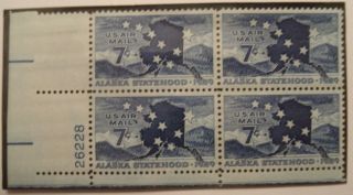 1959 Alaska Statehood,  Nh 7 Cent Airmail photo