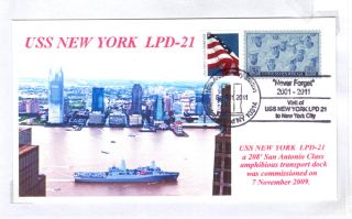 Uss York Lpd - 21 Amph Transport Dock Colorphoto Cachet Staten Island Postmark photo