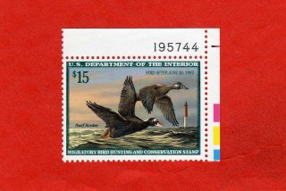 Rw63 Plate No.  Single,  1996 Federal Duck Stamp; Mnh; Wilhelm Goebel,  Surf Scoter photo