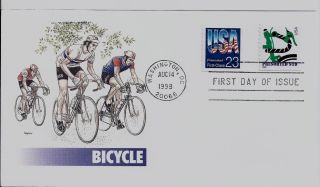 Bicycle,  Scott No.  2606 & 3229 Coil Fleetwood Fdc photo