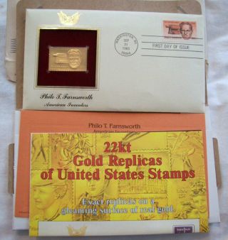 1983 Philo T.  Farnsworth American Inventors 22k Gold Replica Stamp photo