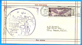 Cam20,  20e15,  Fort Worth - East,  1931 Colonial Air Airmail 1st Flight Cover photo