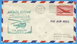 Am84,  84 - 31,  Santa Ana,  Cal.  - 1948 Ffc L.  A.  Area Helicopter Mail photo