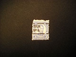 Very Rare 555 Lincoln 3c In Blue Tulsa Overprint Perf 11 Horz & Vert photo