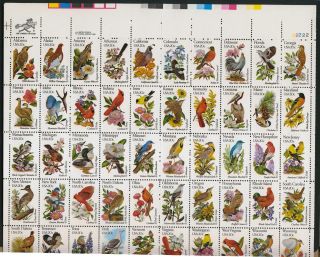 Us Stamp 1982 Birds And Flowers Complete Pane Of 50 Scott 1953 - 2002 photo