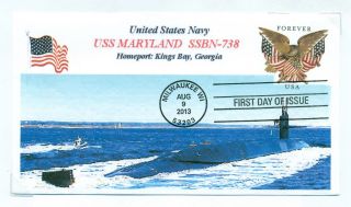 Uss Maryland Ssbn - 738 Missile Submarine Underway Photo Cacheted Naval Cover photo