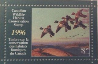 1996 Canadian Wildlife Habitat Conservation Stamp Booklet $8.  50 Fwh12 Bob photo