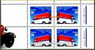 Canada 1990 Moving Post Mail Fv Face $1.  56 Stamp Block W/ Selvedge photo