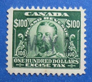 1915 $100.  00 Canada Excise Tax Revenue Vd Fx20 B 20 Cs15185 photo