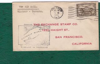 Canada.  Airmail First Flight Windsor - Toronto Commercial Cover To San Francisco. photo
