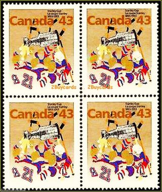 Canada 1993 Stanley Cup 100th Year Anniversary Face $1.  72 Stamp Block photo