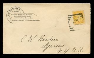 Canada Qv Advertising Envelope 1896 Mcmillan Brunswick. . .  Small Queens 1c photo
