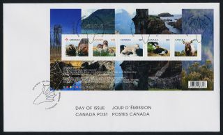 Canada Issue S/s On Fdc Baby Animals,  Puffin,  Mountain Goat,  Wapiti,  Owl photo