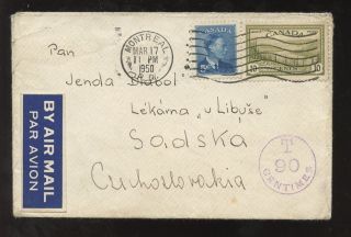 Postage Due Canada 1950 T 90 Centimes Czechoslovakia Airmail photo