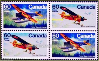 Canada 1982 Canadian Norseman Universal Plane Face $2.  40 Stamp Block photo