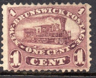 Brunswick 1860 1c Purple,  No Gum.  Sg 8.  Cat.  £60. photo