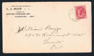 1898 L.  I.  Hunt Dealer In Stoves,  Tinware Etc.  Alvinston Ontario Queen Victoria photo